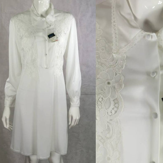 1960s vintage white lace dolly dress - m - l
